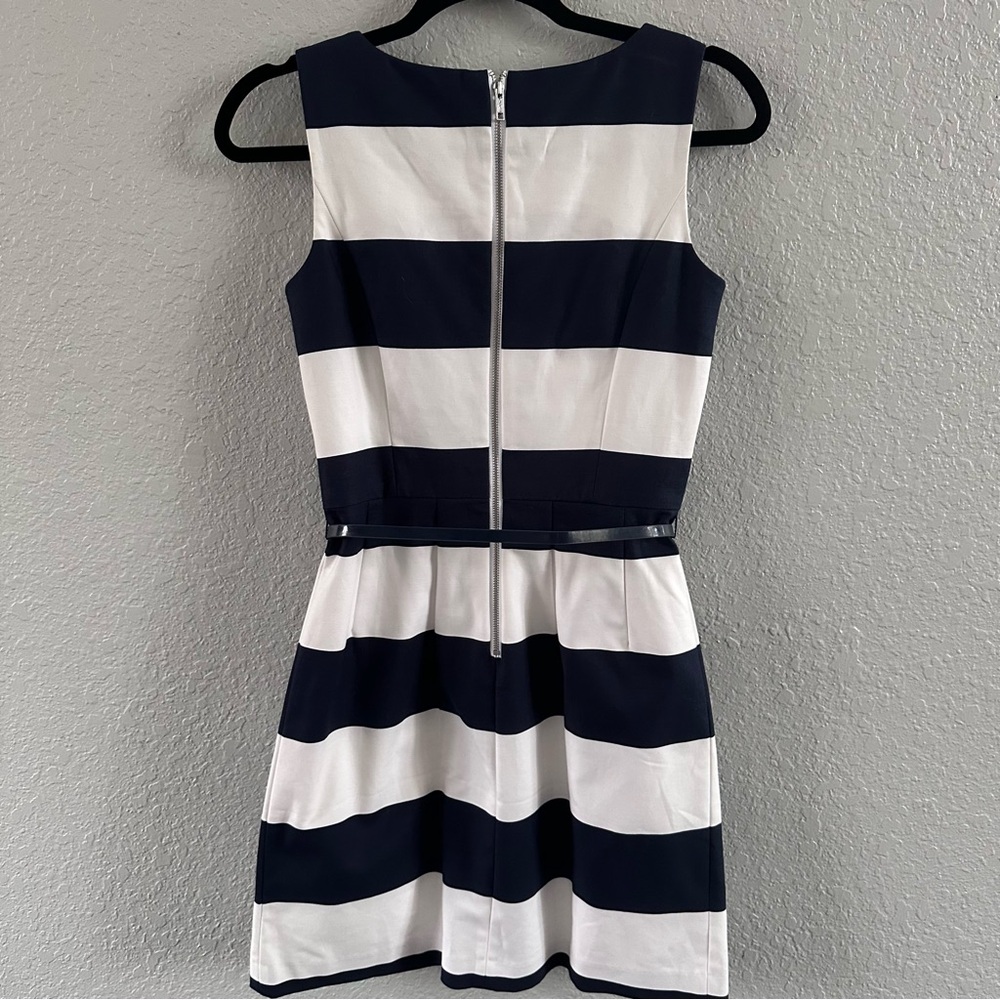 Tommy Hilfiger Navy White Striped Boat Neck Sheath Dress Belted Size 0 Nautica - Picture 7 of 11